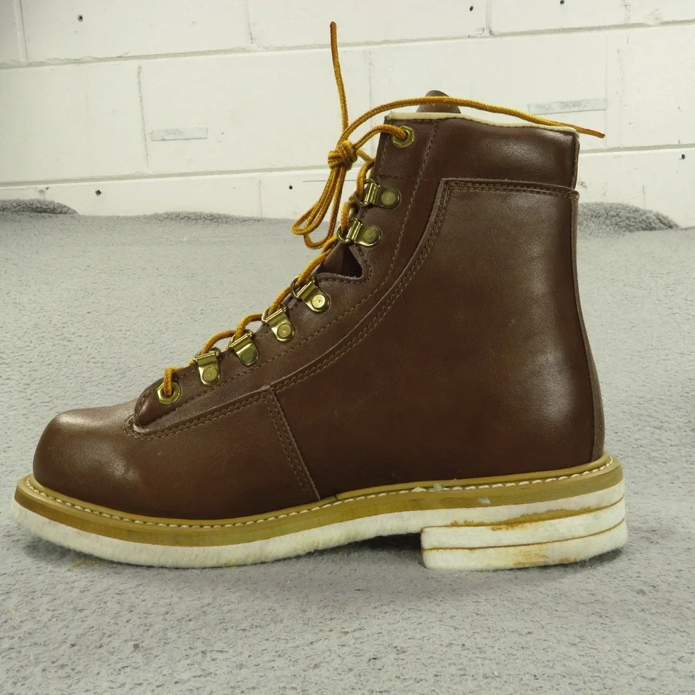 Vintage LL Bean Mens 8 Felt Sole Wading Fly Fishing Boots 80s Made in USA Brown